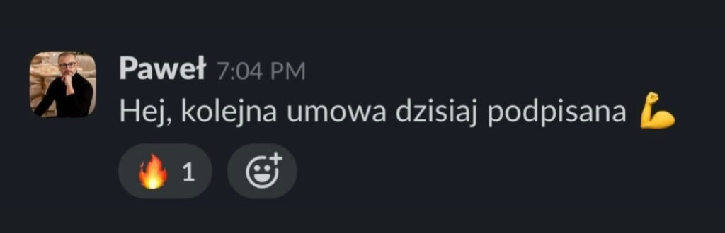 Wiadomość klienta ALPHA-NOVA o wynikach współpracy, 10