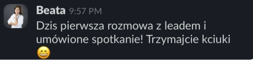 Wiadomość klienta ALPHA-NOVA o wynikach współpracy, 12