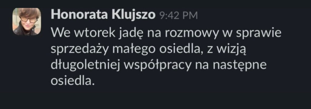 Wiadomość klienta ALPHA-NOVA o wynikach współpracy, 4