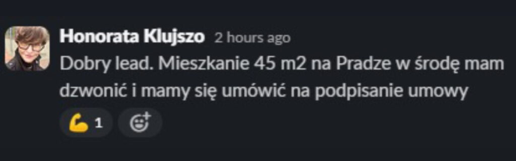 Wiadomość klienta ALPHA-NOVA o wynikach współpracy, 5