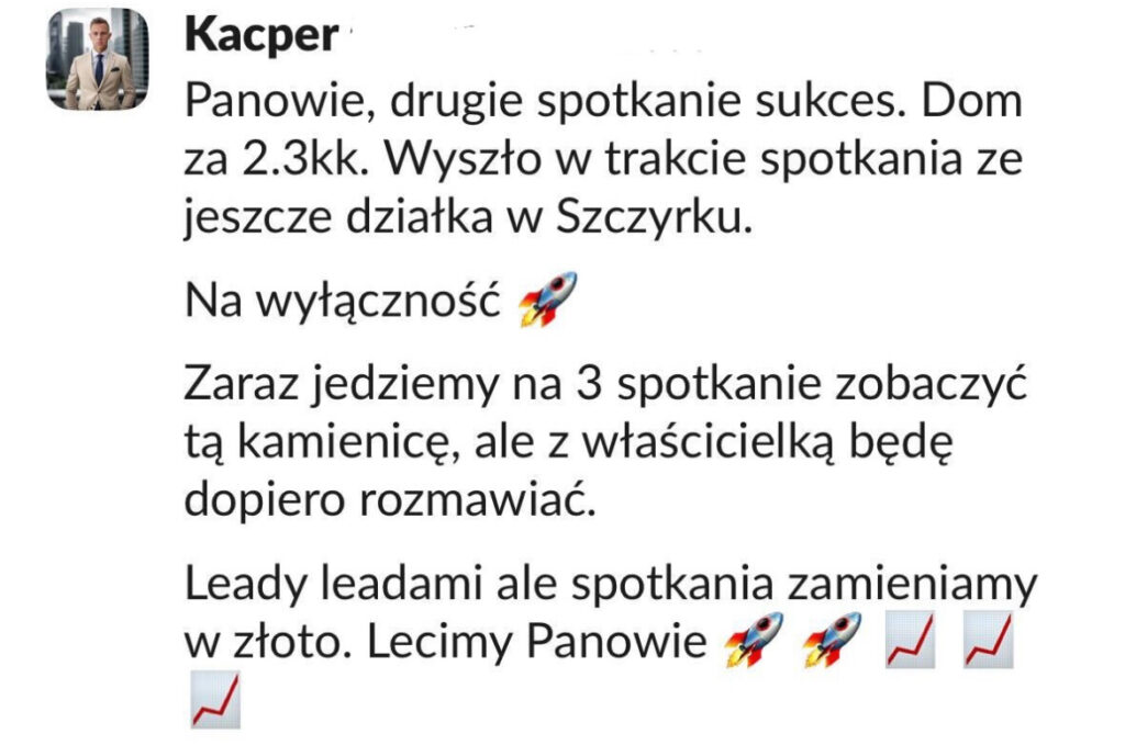 Wiadomość klienta ALPHA-NOVA o wynikach współpracy, 16