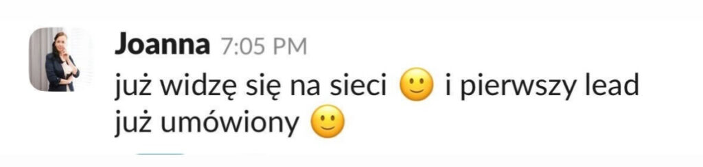 Wiadomość klienta ALPHA-NOVA o wynikach współpracy, 18
